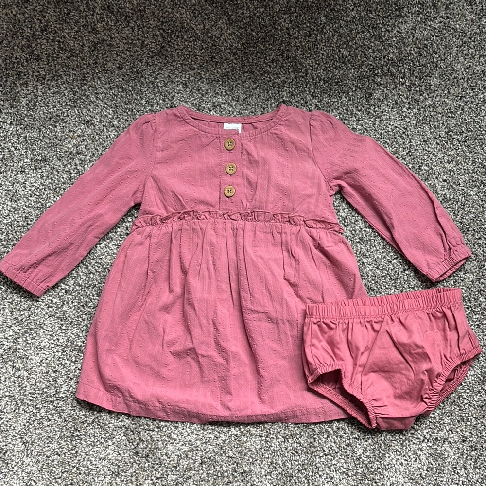 Carter's Pink Long Sleeve Dress with Bloomers